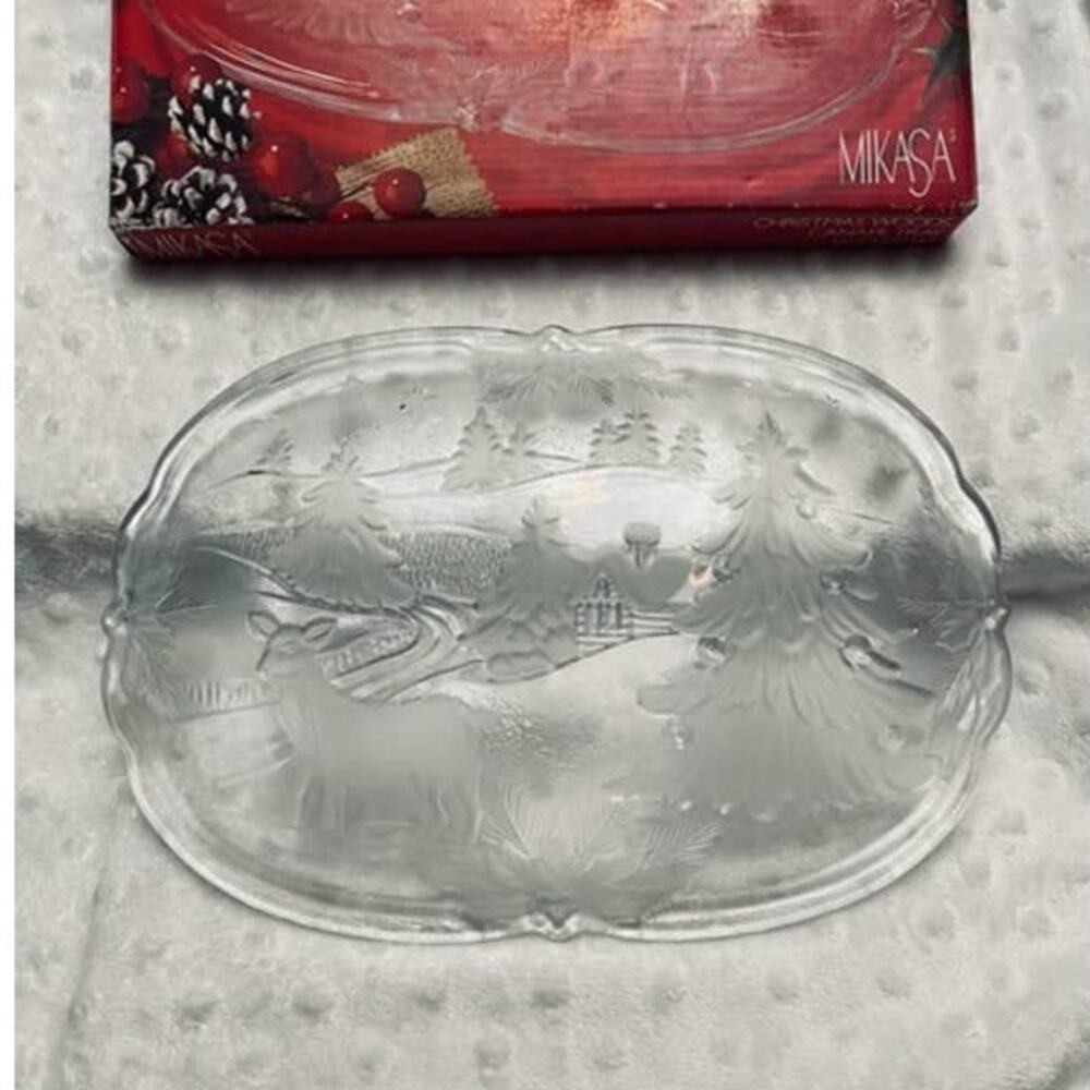 Vintage Mikasa Christmas Woods Canape Tray (WY347/349), NEW, DAMAGED BOX